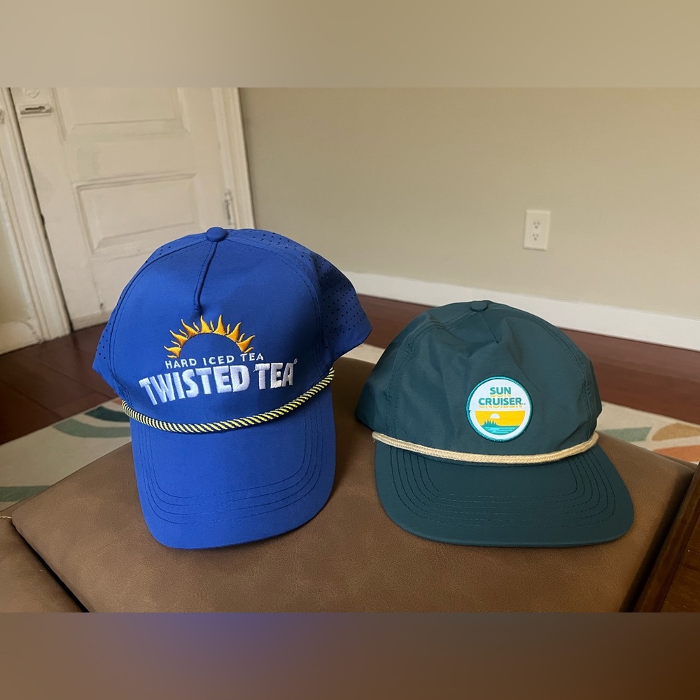 Twisted Tea and Sun Cruiser Hats Caps - New, Never Worn